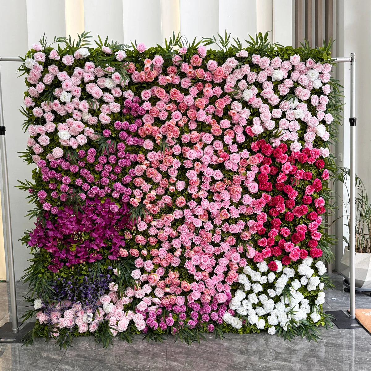 Creative Wedding Wall Decorative Wall Panels Pink Roses Rolled Up Flower Wall Background