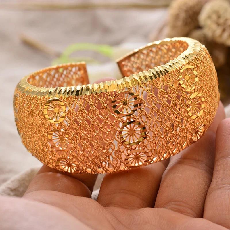 Bracciali Placcati Oro in Stile Dubai per Donne, Gioielli di Lusso per Matrimoni Arabi