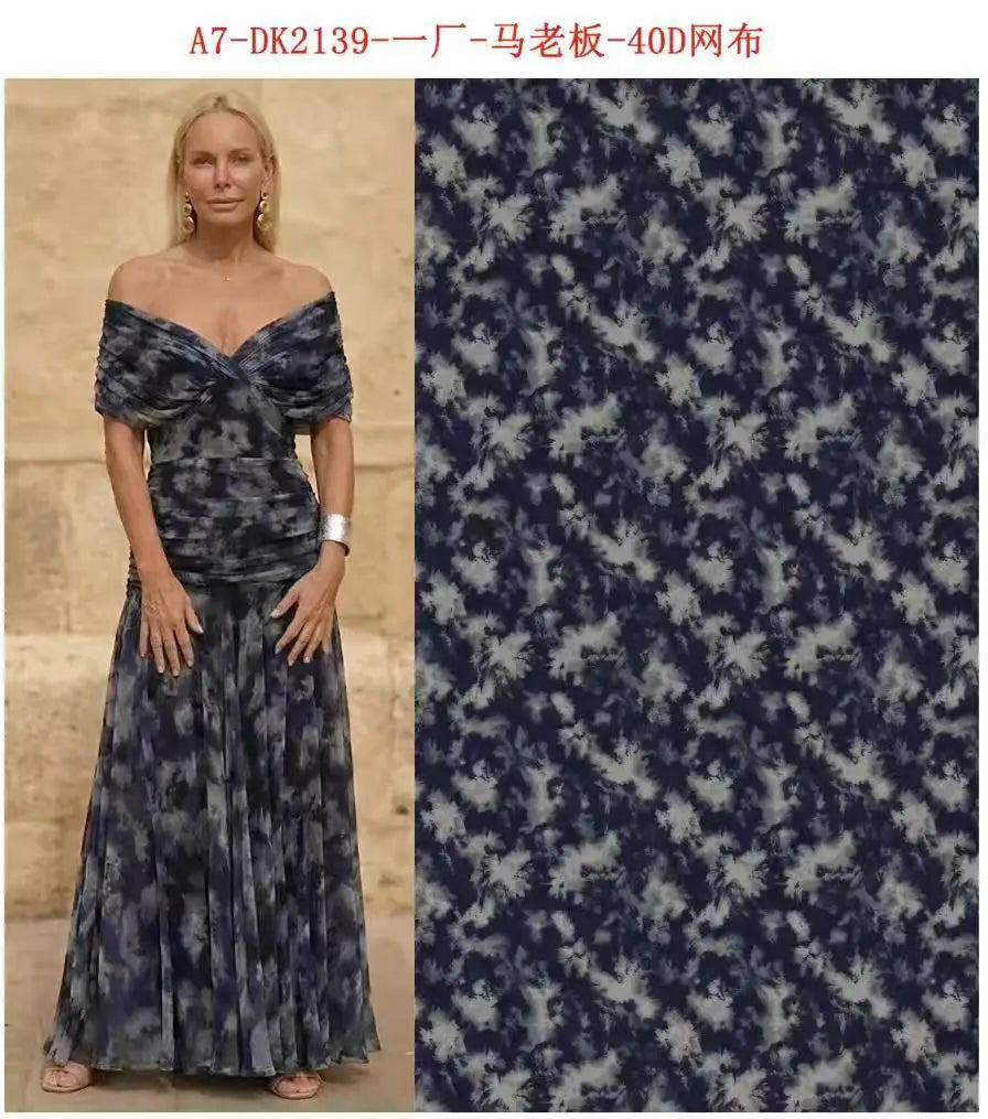 Abito Midi Estivo da Donna con Stampa in Rete e Spalline Sottili, Casual per Feste, Taglie EU e US