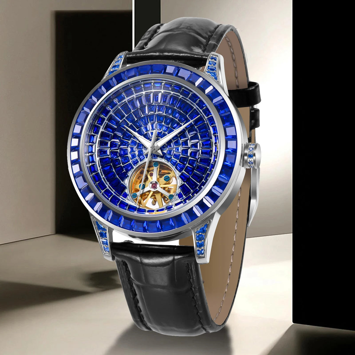 PINDU Design NUOVO Orologio Meccanico da Uomo 42MM con Quadrante Diamantato, Acciaio Inossidabile, Impermeabile, Automatico, Lusso di Alta Gamma