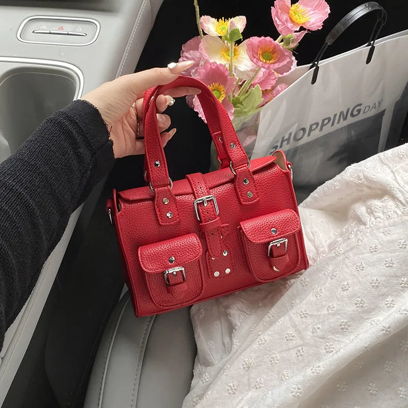 Borsa a Tracolla Stile Retrò Europeo e Americano, Borsa a Spalla Singola con Motivo Lychee, Borsa Messenger da Donna