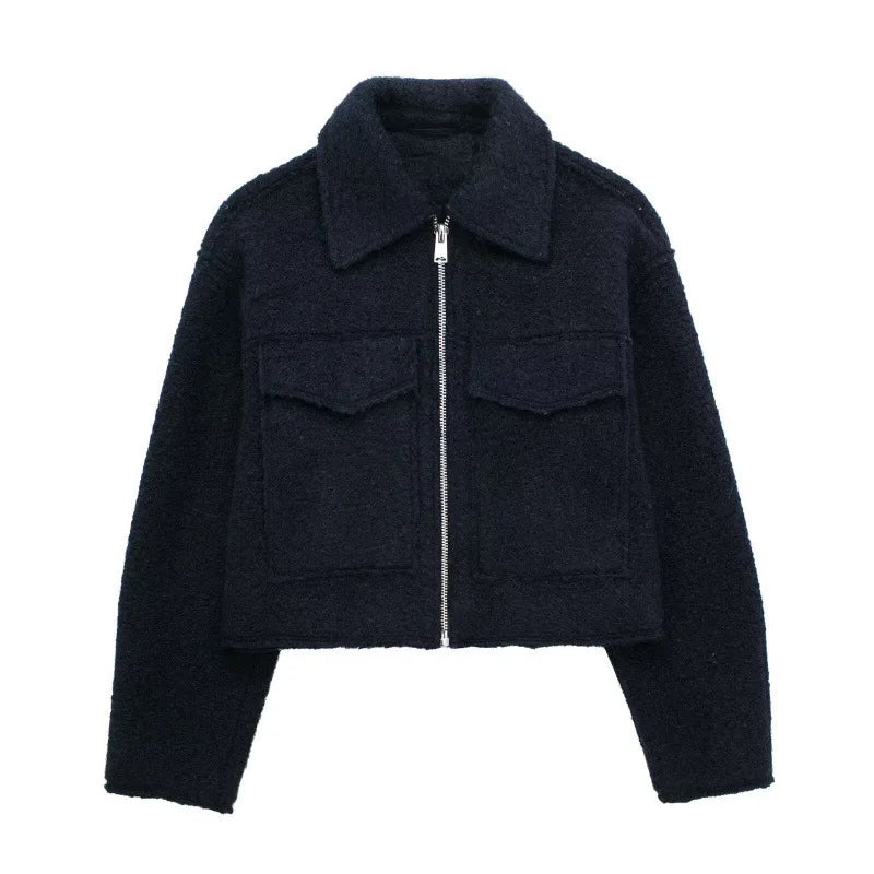 Giacca Corta da Donna in Tweed Testurizzato, Stile Europeo Americano, Manica Corta, per Primavera e Autunno, Abbigliamento Casual Quotidiano