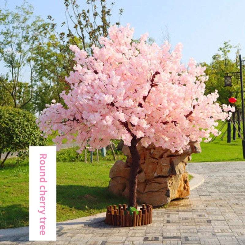 Romantic Simulation cherry tree double layer blooming cherry large plant cafe hotel shopping mall floor Decor props fake tree