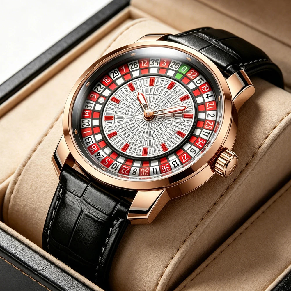 Orologio Meccanico Automatico da Uomo AILANG con Quadrante a Ruota, Cinturino in Pelle