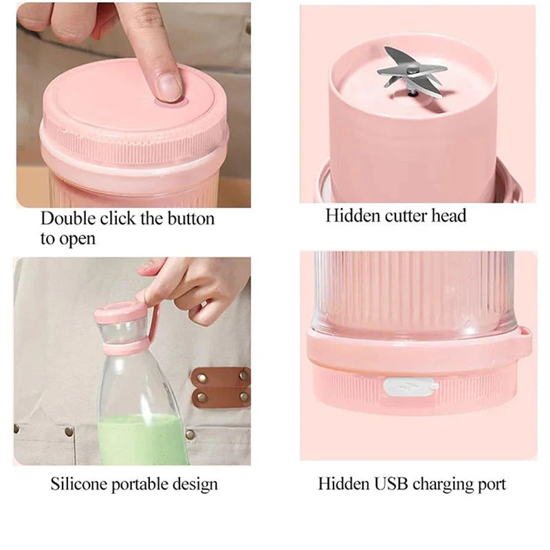 Mini Wine Bottle Juicer 420ml Portable Stirring USB Charging Juicer Cup Household Multifunctional Electric Juicer Household Item