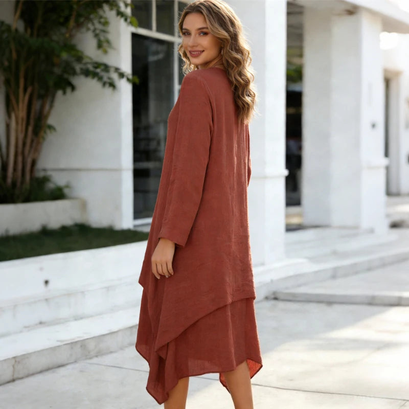 Abito Lungo Oversize Primaverile Maniche Lunghe