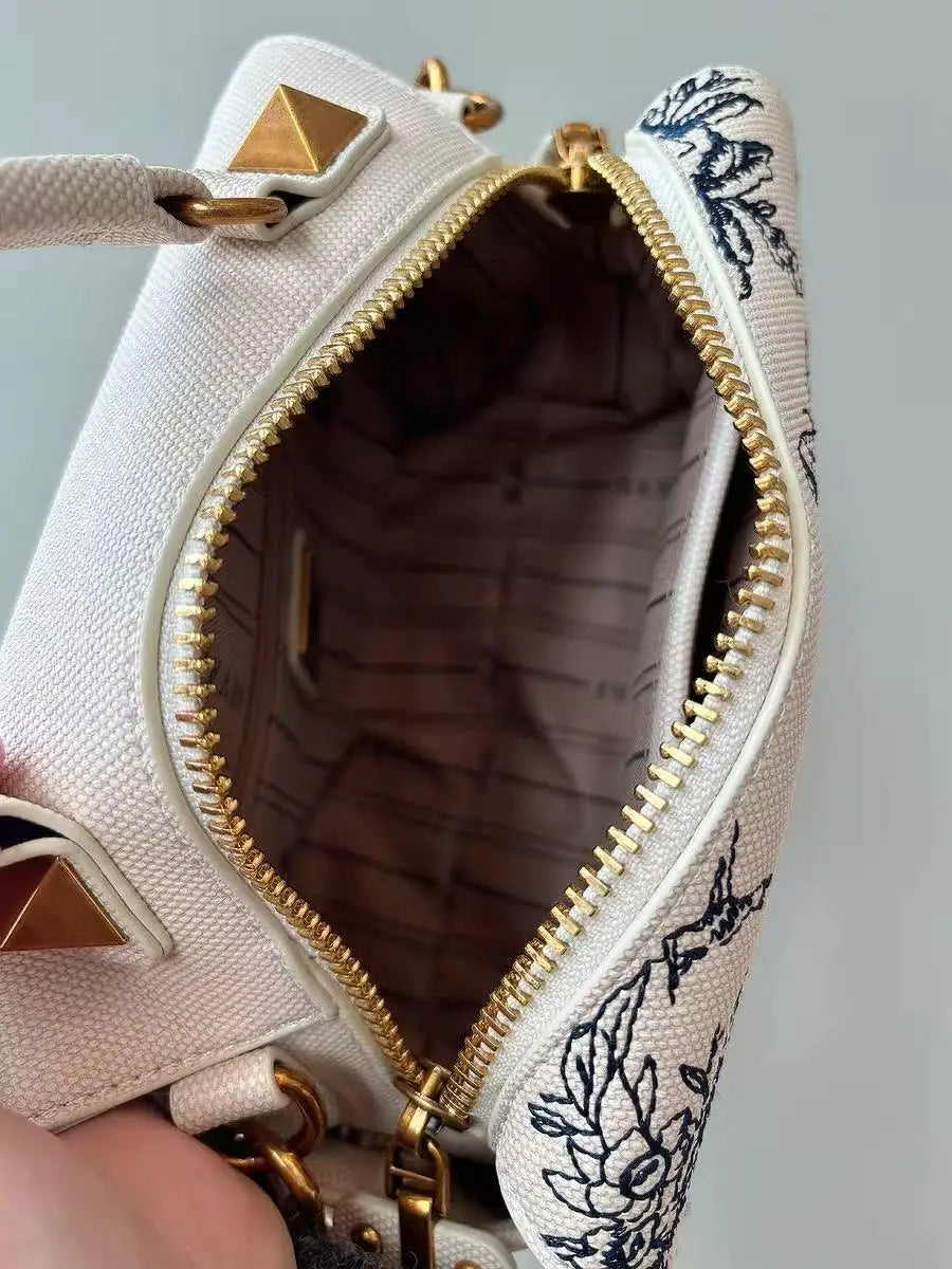 Borsa a Tracolla da Donna di Alta Qualità con Ricamo Floreale Testurizzato, Borsetta Elegante, Borsa a Spalla Femminile