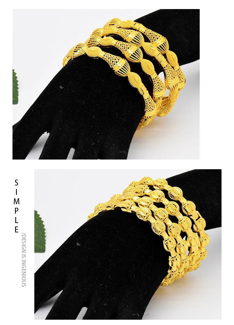 ANIID Luxury Dubai braccialetti Color oro per le donne braccialetti africani indiani placcati in oro 24 carati Charm Wedding gioielli arabi etiopi