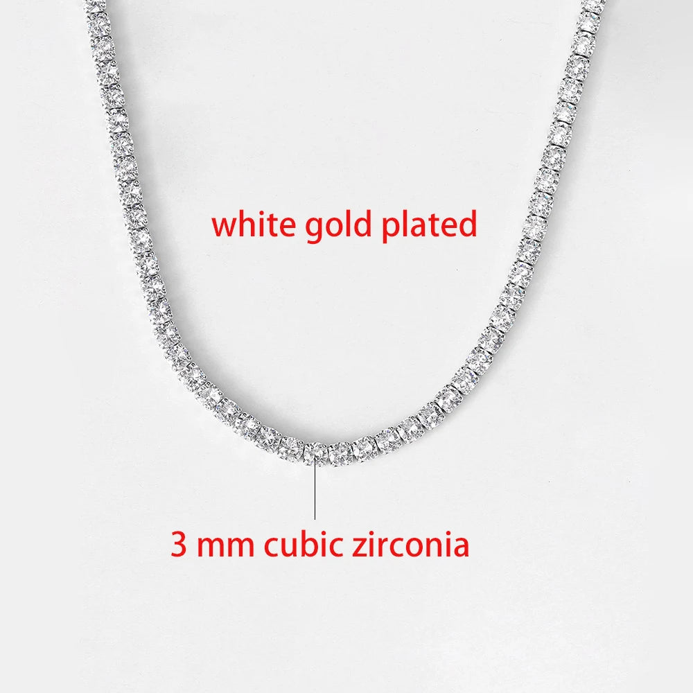 Collana girocollo semplice ghiacciata da tennis CZ per donna uomo catena corta in cristallo sul collo accessori tendenza Hip Hop gioielli OHN016
