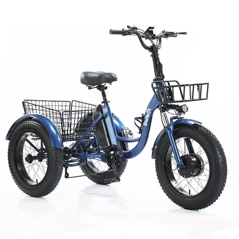 Triciclo eléctrico para adultos 3 ruedas 500W 48V Fat Tire Bicicleta eléctrica de carga para damas Batería extraíble impermeable y antirrobo