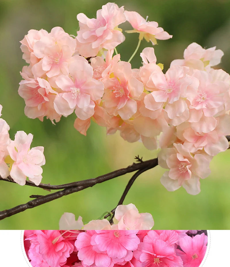 Artificial Cherry Branches Three Pronged Encrypted Peach Cherry Blossom Branch Wedding Arch Activity Living Room Home Decoration