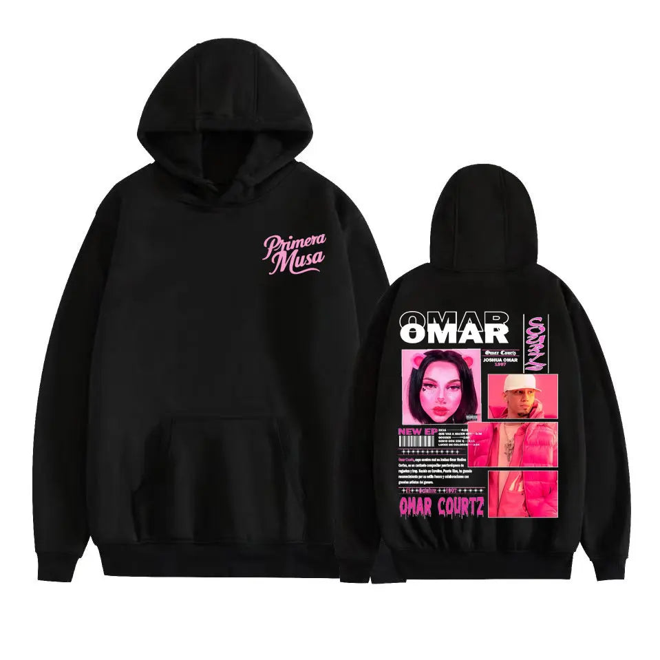Omar Courtz Primera Musa Felpe con cappuccio grafiche Uomo Donna Abbigliamento Felpa moda Hip Hop Harajuku Felpa con cappuccio in pile casual Streetwear