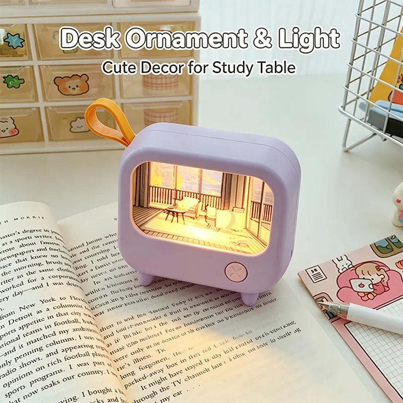 TV Painting Night Light Led Cute Child Learning Table Lamp Room Home Decoration Atmosphere Lighting Mini Desktop Birthday Gift