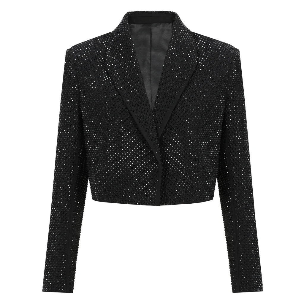 Giacca da donna dimagrante versatile di alta qualità primavera e autunno moda nuova industria pesante con stampa a caldo diamante