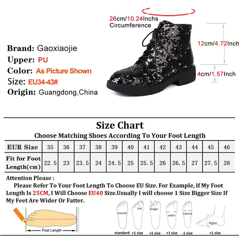 Donna Autunno Inverno Stivaletti 2024 Tendenza Comfort Casual Hip-Hop Scarpe da ballo con paillettes Club Party Donna Stivaletti stringati