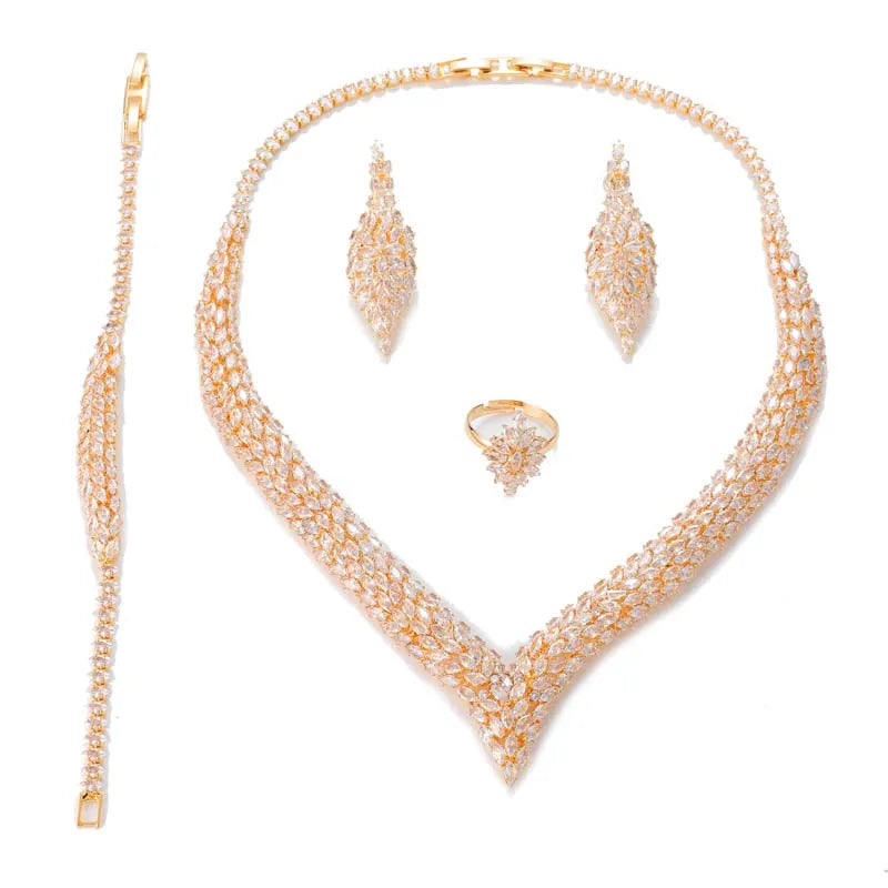 HADIYANA Set di gioielli donna lussuoso abito elegante accessori per gioielli BN8786 ornamento da sposa di lusso con zirconi cubici