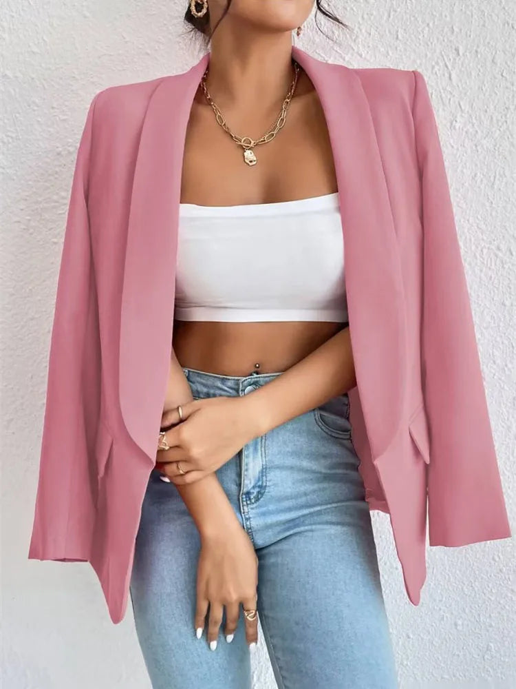 Coreano popolare rosa nuove capispalla donna 2024 moda femminile giacca primaverile casual manica lunga blazer nero cappotti
