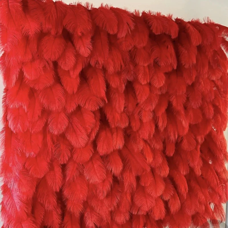 New 5D pink Feather Fabric Flower Wall Wedding Backdrop Decor Cloth Green Plants Wall Birthday Party Event Props Window Display