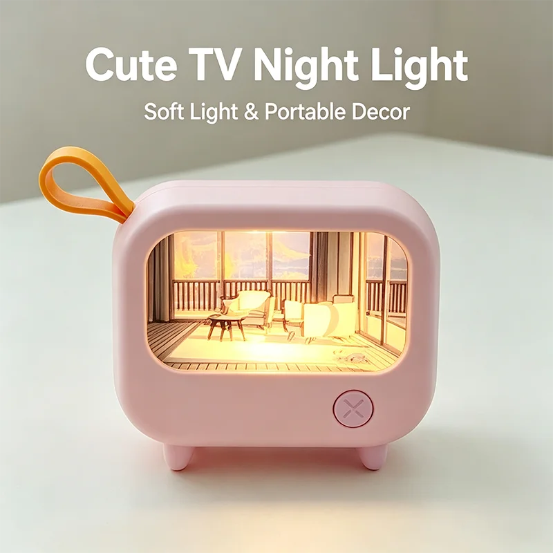 TV Painting Night Light Led Cute Child Learning Table Lamp Room Home Decoration Atmosphere Lighting Mini Desktop Birthday Gift