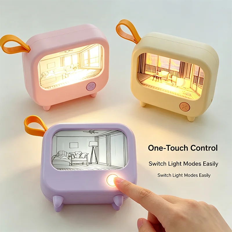 TV Painting Night Light Led Cute Child Learning Table Lamp Room Home Decoration Atmosphere Lighting Mini Desktop Birthday Gift