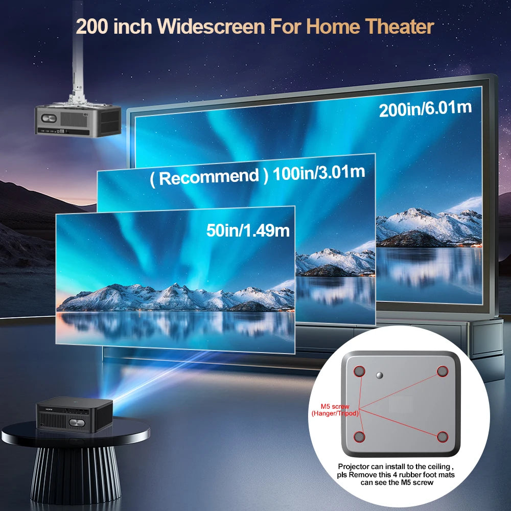  ThundeaL 4K TD98Pro 2G 32G Full HD 1080P Portable Projector Android WiFi 3D Video Projector Samrt TV Cinema Home Outdoor Game