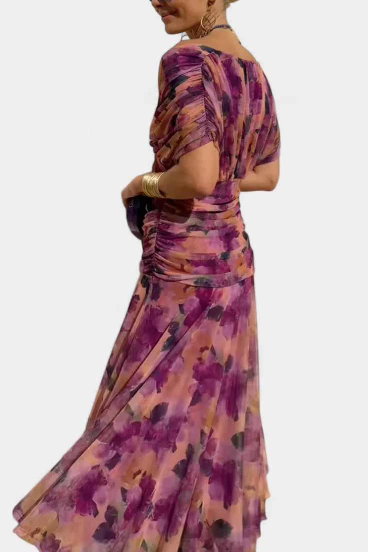 Abito Midi Estivo da Donna con Stampa in Rete e Spalline Sottili, Casual per Feste, Taglie EU e US