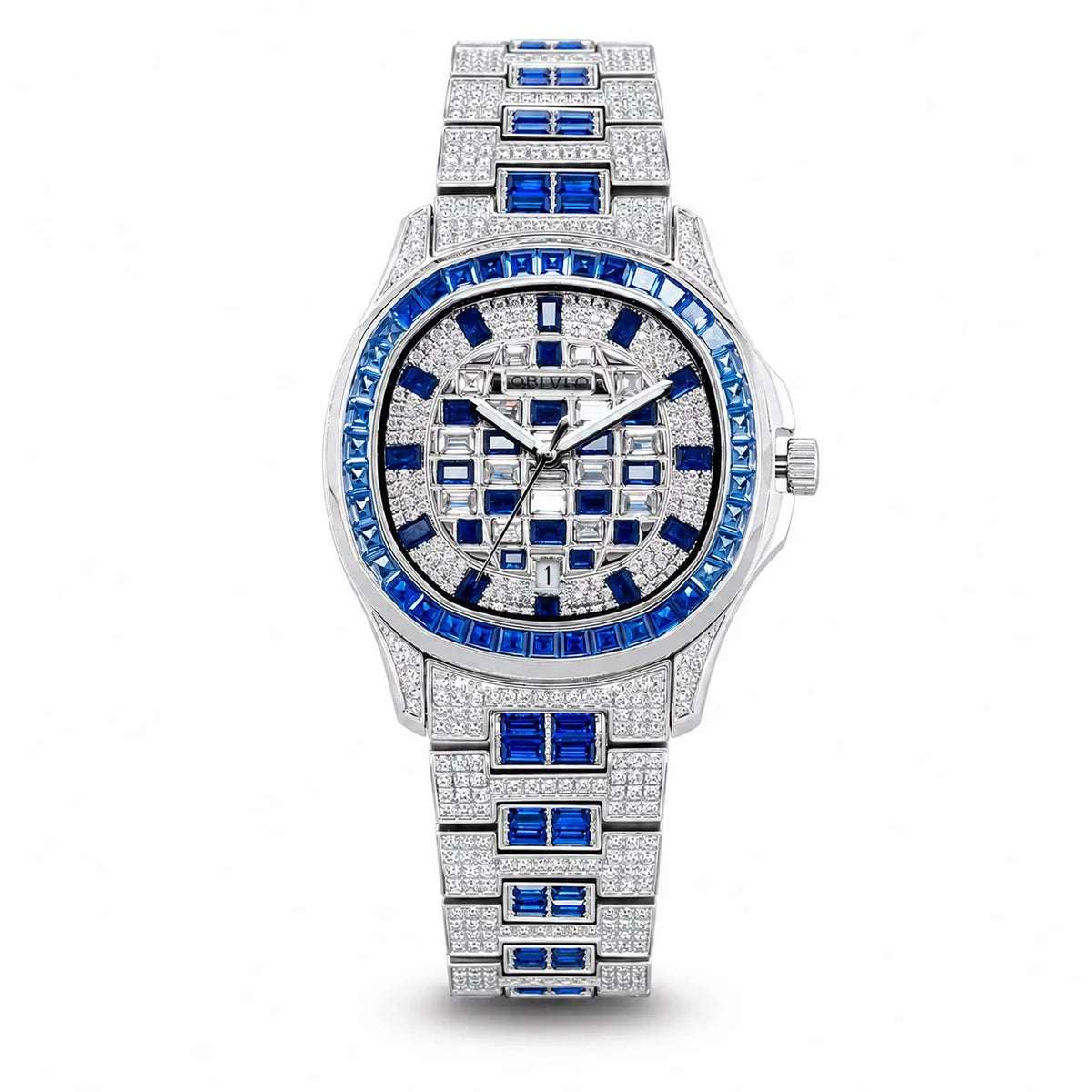 OBLVLO Orologio Automatico da Uomo 40mm Quadrato, Orologio da Polso Meccanico Impermeabile con Quadrante e Cinturino Incastonati di Cristallo, Vetro Zaffiro Luminoso