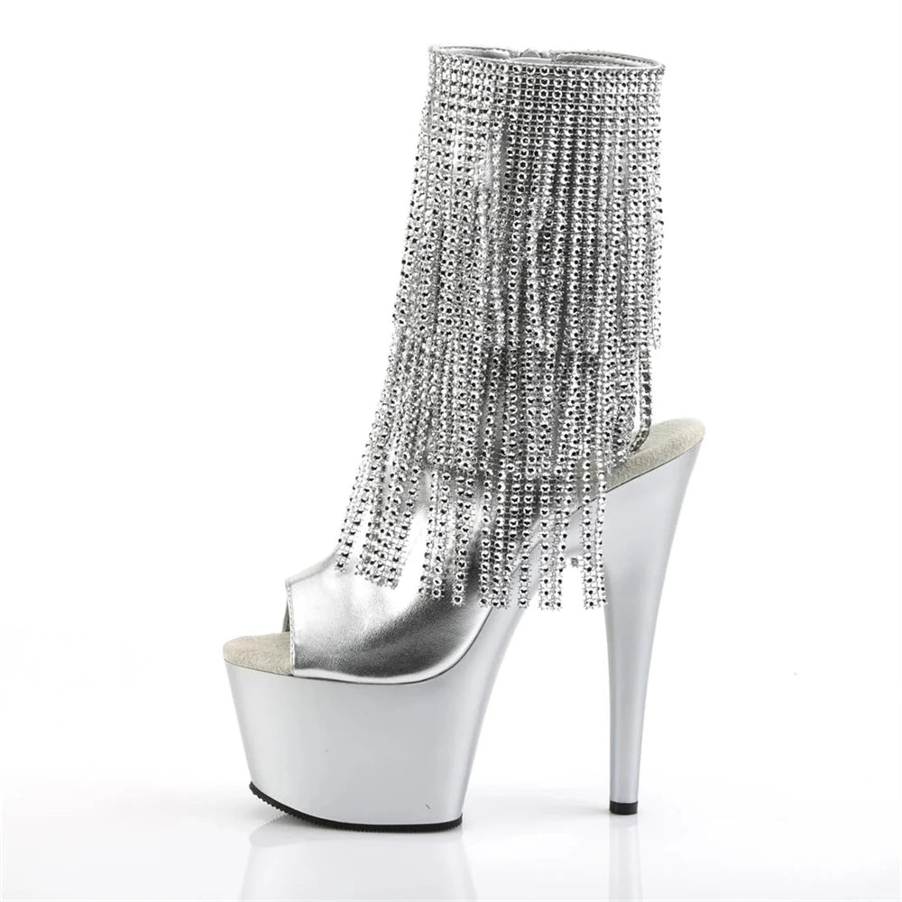 Décolleté con nappe elettrolitico di marca 17CM Tacchi alti sottili Stivaletti Pole Dance Modello da discoteca Passerella Scarpe da donna con plateau