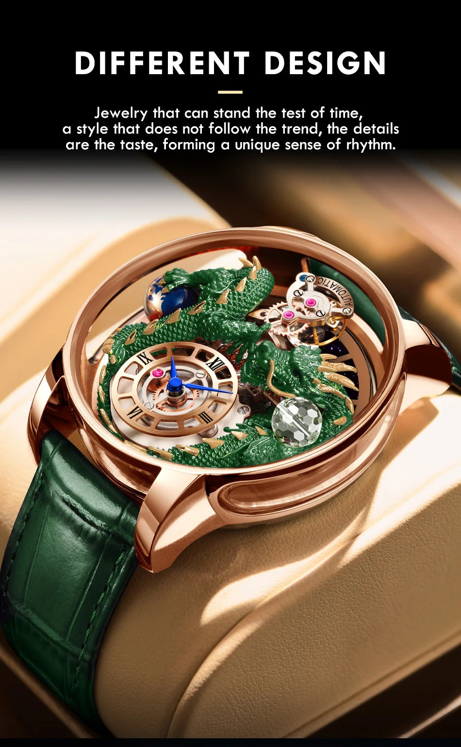 2024 PINDUCelestial Series orologio da uomo Traditionnelle Artisanat Dragon orologio al quarzo specchio curvo orologio dal Design completamente trasparente