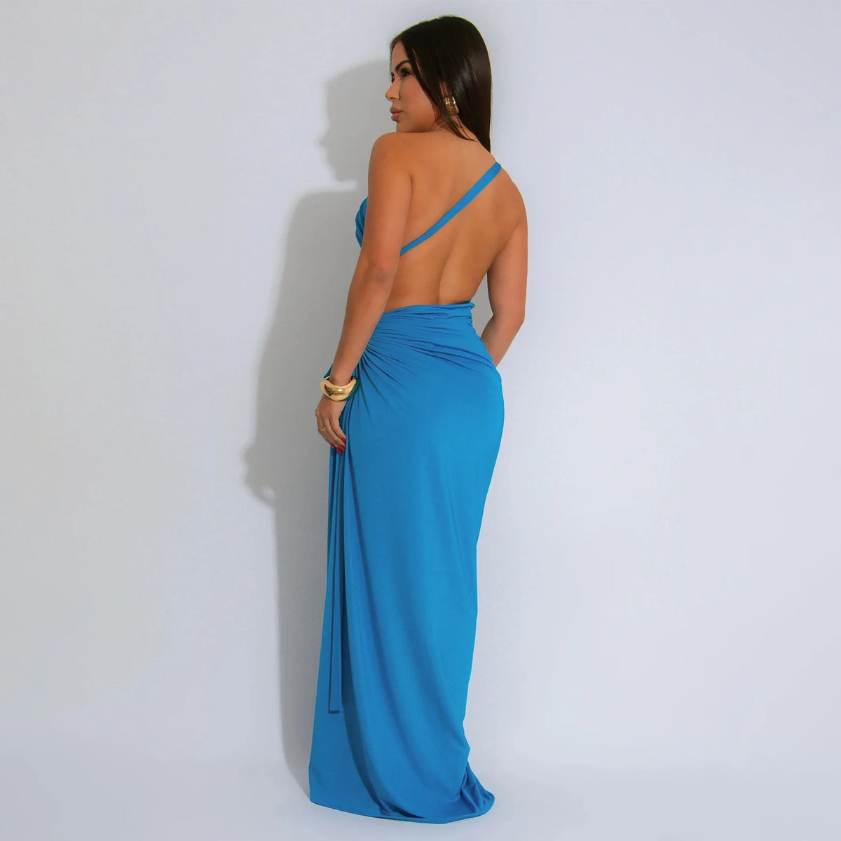 CM.YAYA Donne Senza Maniche Scava Fuori Senza Spalline Aderente Midi Lungo Maxi Vestito 2025 Estate Backless Abiti Da Festa Sexy Abiti