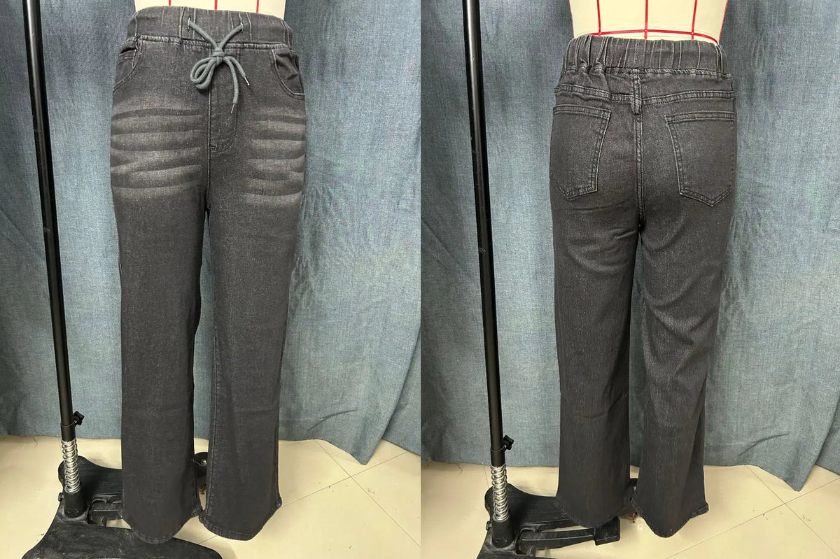 Jeans da donna di lusso alla moda 2026, casual, lavati, con coulisse, elasticizzati, a gamba dritta, stile Y2K streetwear, abbinabili a tutti gli outfit quotidiani