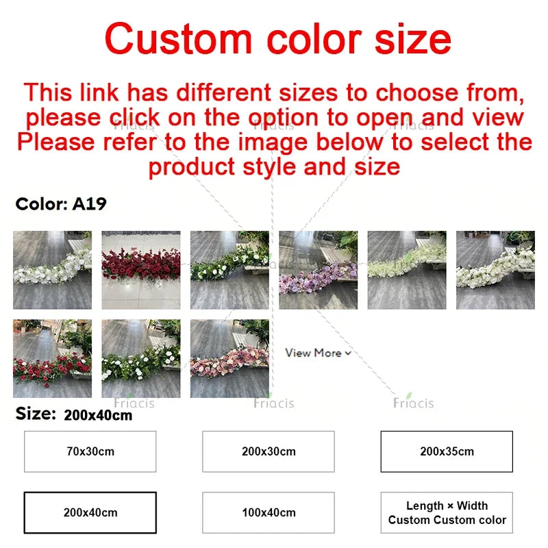 Custom Artificial Flowers Strips Arrangement Event Backdrop Arch Decor Wall Hanging Floral Row Table Sofa Runner Wedding Props