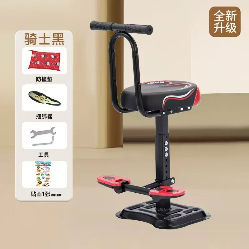 Electric Scooter Child Seat Adjustable Shock Seat Electric Vehicle Child Seat with Seat Belts Armrest and Foot Pedal Detachable
