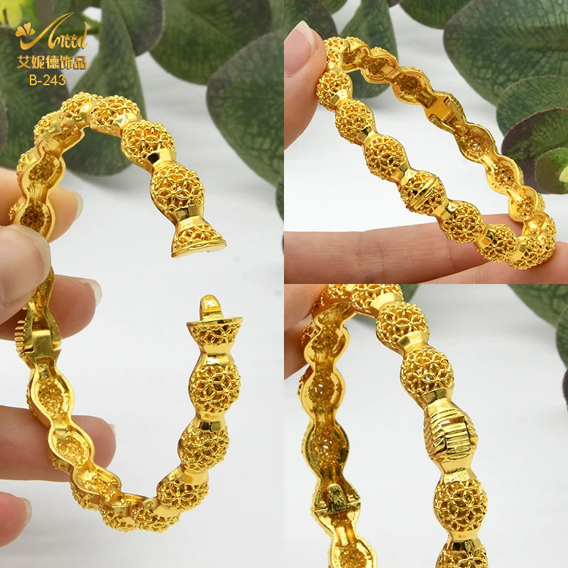 Braccialetti donna africana Dubai Color oro 24k bracciale gioielli indiani per le donne braccialetti arabi con ciondoli da sposa marchio di lusso