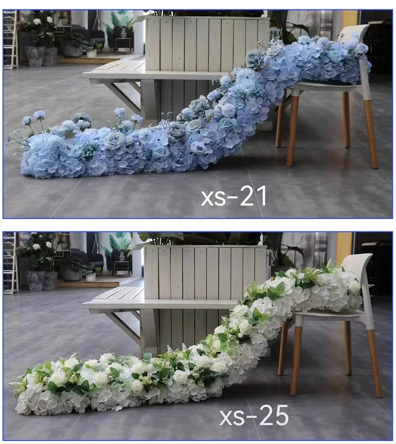 Event Table Floral Strip Silk Flower Row Wedding Backdrop Wall Decor Runner Arrangement Party Arch Deco Floral Celebration Props