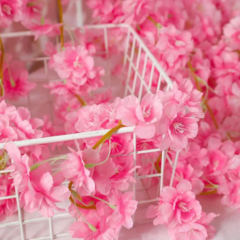 Guirnalda de flores artificiales de sakura rosa, guirnalda de flores de cerezo, decoración de arco de jardín, guirnalda de flores falsas para decoración de bodas, fiestas en casa