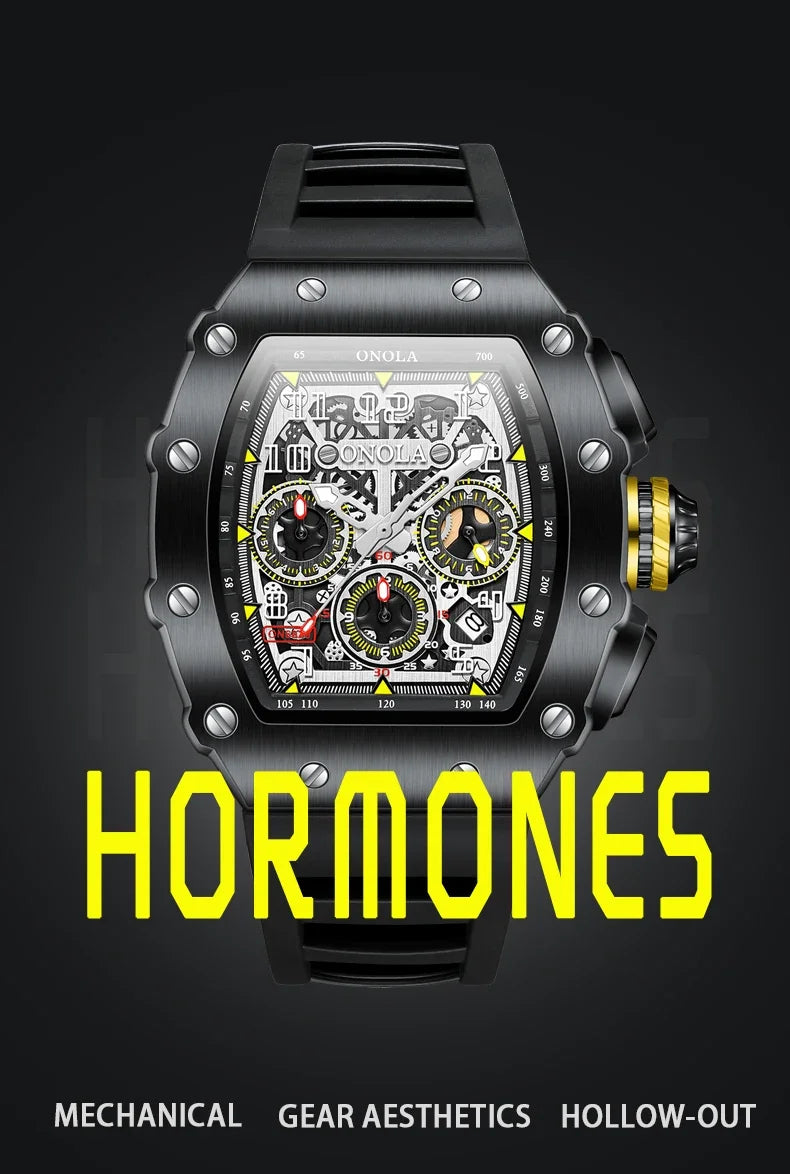 ONOLA 6826 Orologio da uomo al quarzo Multifunzionale Impermeabile Luminoso Orologi sportivi e per il tempo libero per uomo Часы Relogios Masculino