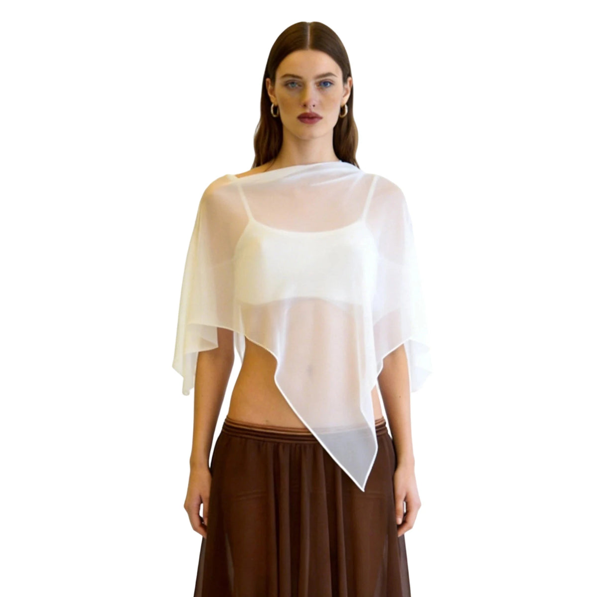 Poncho Trasparente per Donne, Scialle Asimmetrico in Rete, Mantella in Chiffon Trasparente, Copricostume per Abiti da Sera e Matrimoni