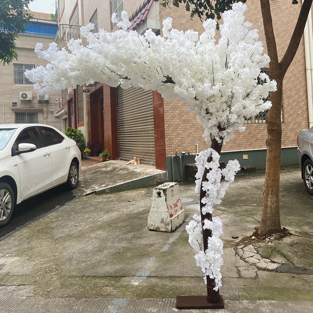 Romantic Simulation cherry tree double layer blooming cherry large plant cafe hotel shopping mall floor Decor props fake tree