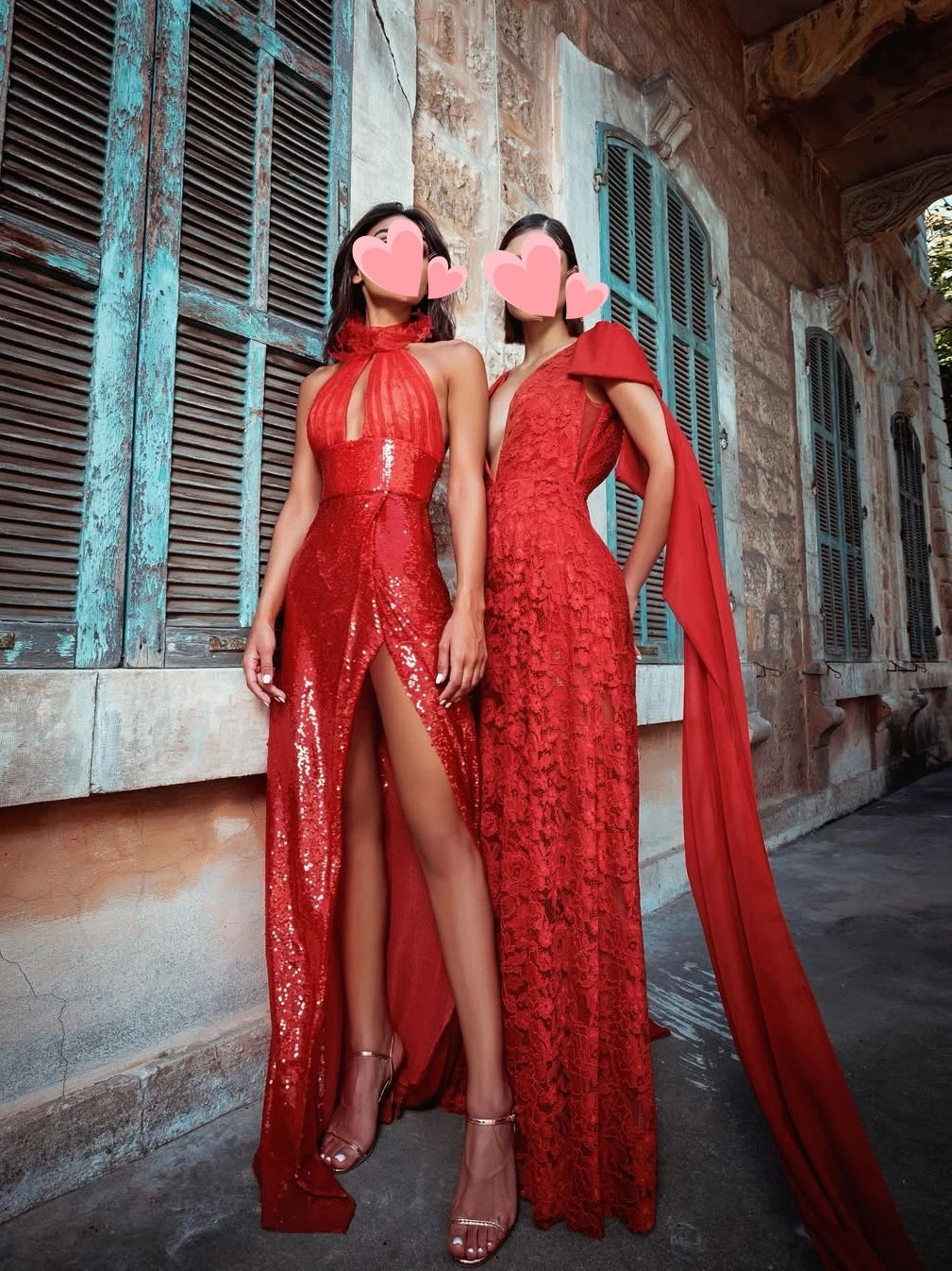 Oisslec Abito Elegante Vintage Sexy Rosso con Paillettes e Pizzo Scollo a V Nuovo Stile Personalizzabile per Occasioni Formali Abito da Ballo Vestito da Sera