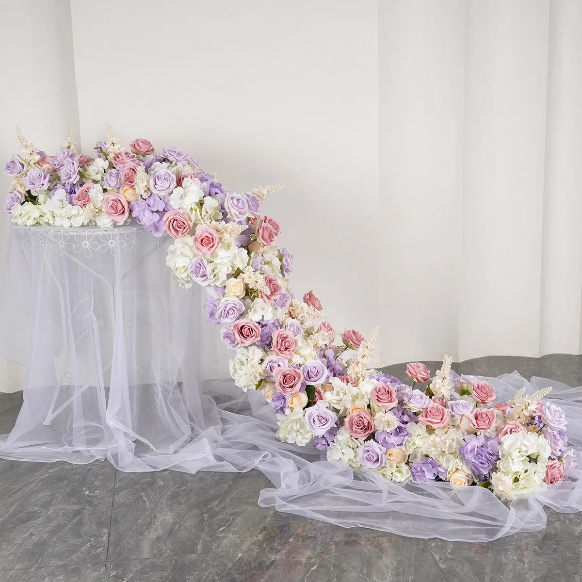 5D Luxury Artificial Flowers Wedding Decoration Table Long Runner Flower Row Floral Backdrop Arrangement Wall Arch Decor Props