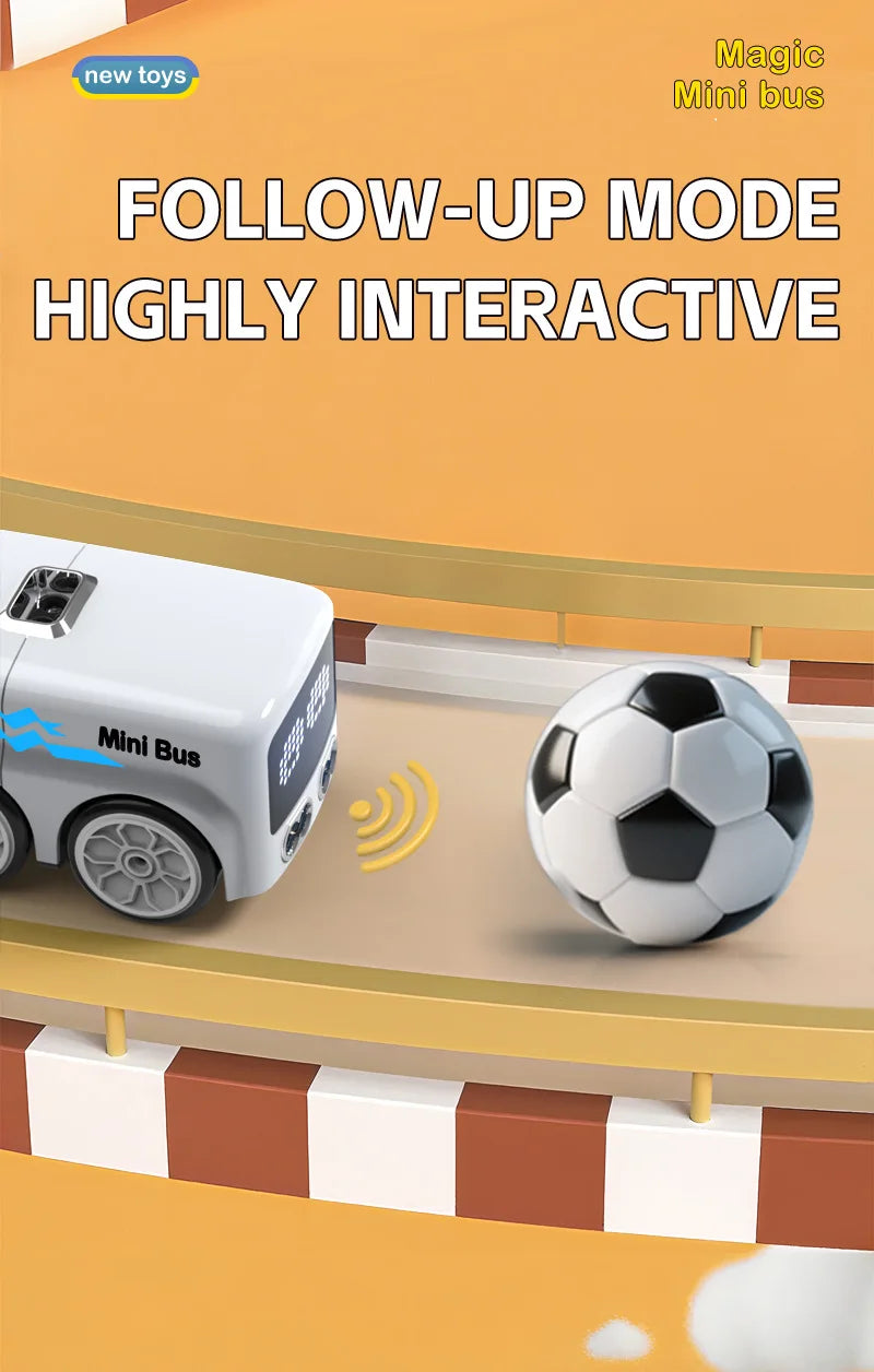 RC Magic Mini Bus Toy  Interactive Inductive Magic Follows Line Car Intelligent Smart Remote Control Cartoon Car Vehicle Toy