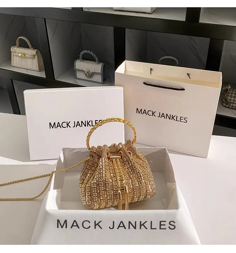 Borsa da donna di design di lusso Borsa con pochette con diamanti lucidi glitterati Borsa per banchetti per feste di nozze Borsa da sera con strass di cristallo