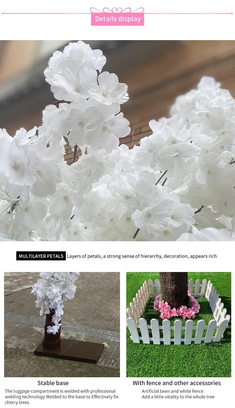 Romantic Simulation cherry tree double layer blooming cherry large plant cafe hotel shopping mall floor Decor props fake tree