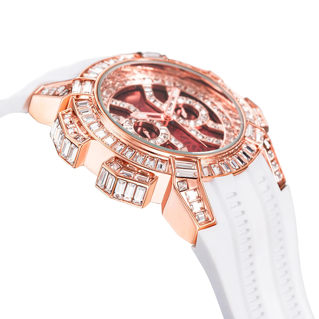 MISSFOX Nuovo Orologio Al Quarzo Rosso Per Gli Uomini di Lusso Hip Hop Streetwear Orologio Impermeabile Orologi Con Diamanti Orologi Da Polso Da Uomo Al Quarzo AAA