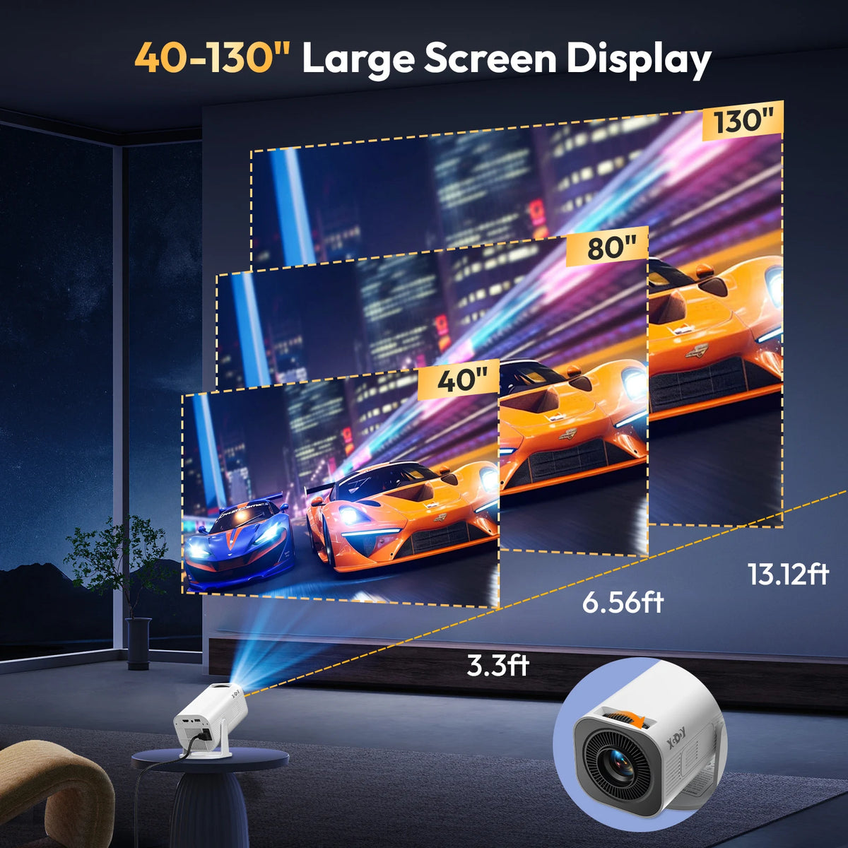Proyector Xgody Gimbal 3 Pro 4K Wifi6 Android Mini Proyector 300 Ansi Dual Wifi Bt5.4 1280*720P Cine en casa Portátil para exteriores