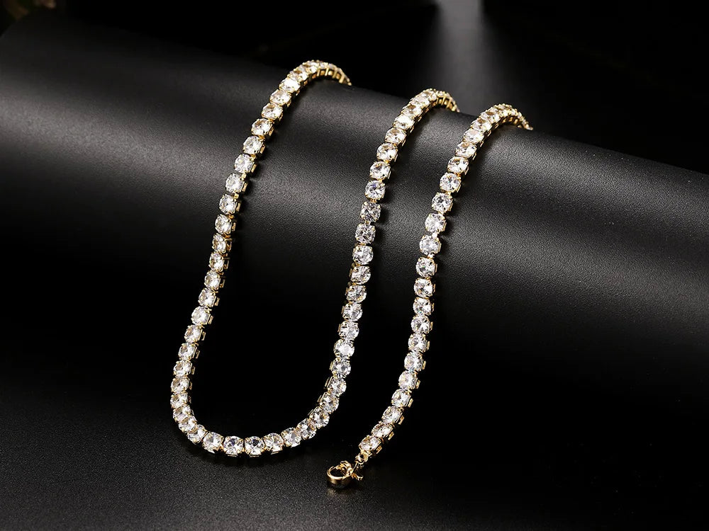 Collana girocollo semplice ghiacciata da tennis CZ per donna uomo catena corta in cristallo sul collo accessori tendenza Hip Hop gioielli OHN016