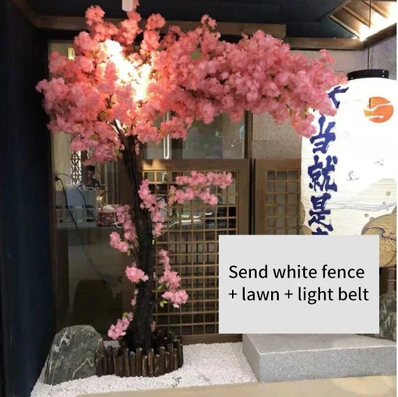 Romantic Simulation cherry tree double layer blooming cherry large plant cafe hotel shopping mall floor Decor props fake tree