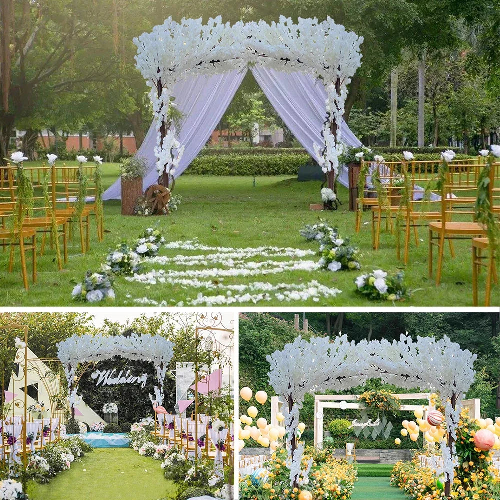 Romantic Simulation cherry tree double layer blooming cherry large plant cafe hotel shopping mall floor Decor props fake tree