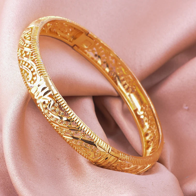 Bracciali color oro di Dubai per donne, bracciale etiope da sposa di Dubai, bracciale africano, gioielli arabi, bracciale con ciondoli dorati